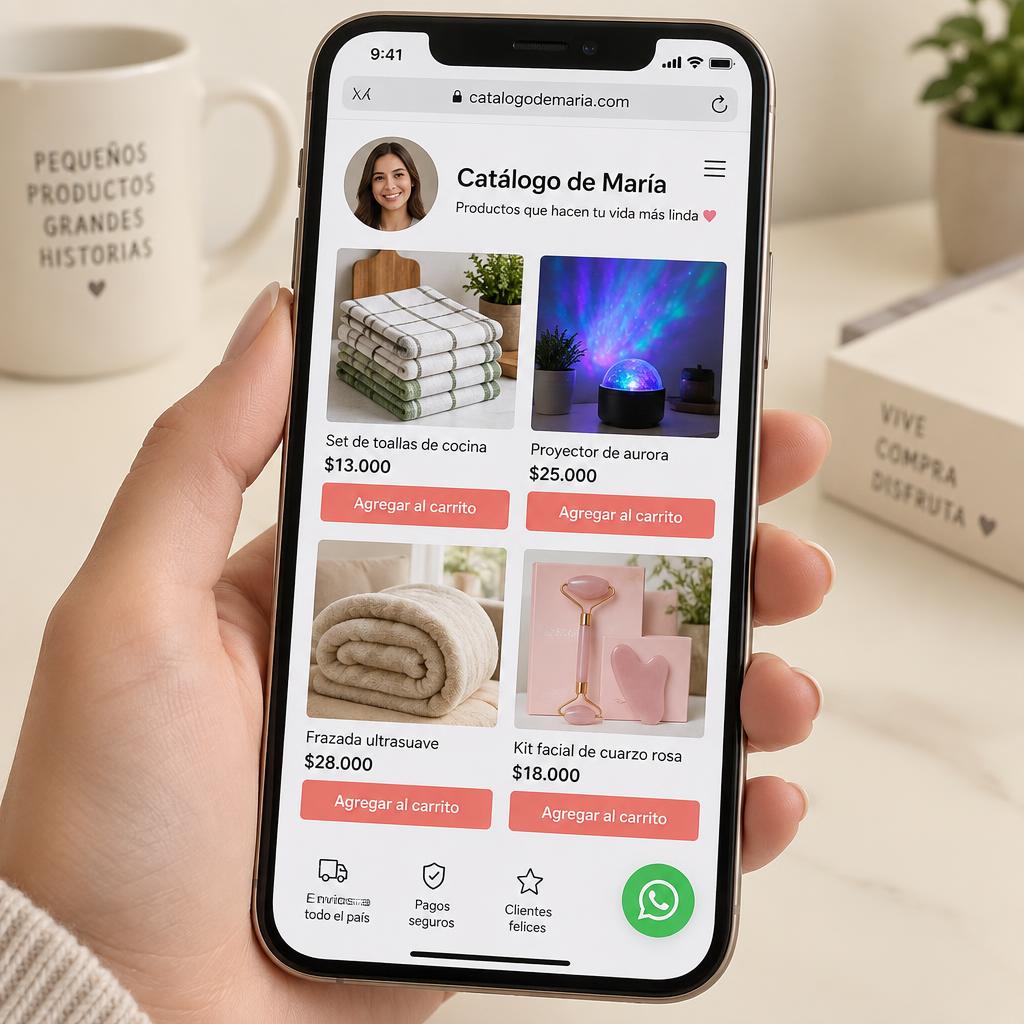 Catálogo online de una revendedora de Reventa Club abierto en un celular